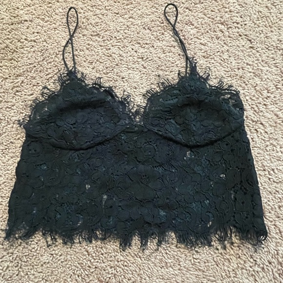 Zara cami bralette, dark green lace. - Picture 1 of 3